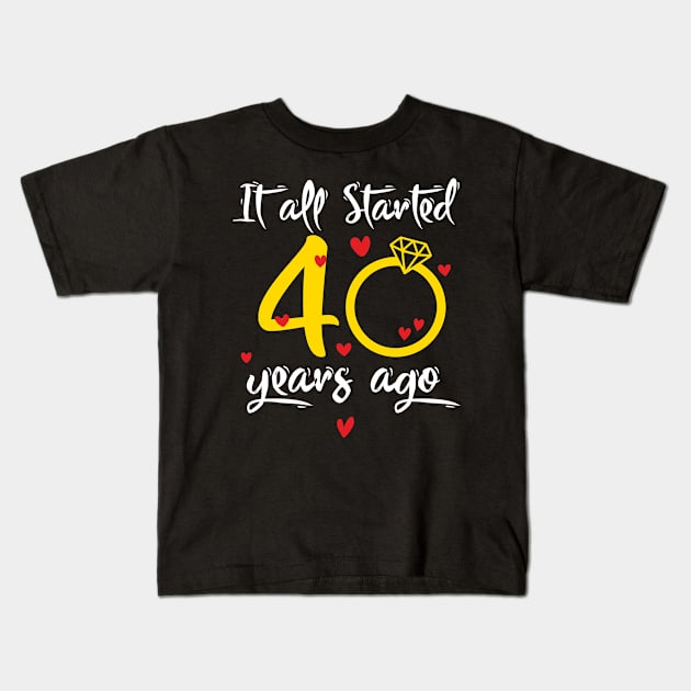 Wedding Anniversary 40 Years Together Golden Family Marriage Gift For Husband And Wife Kids T-Shirt by truong-artist-C